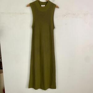 BABATON olive green Merino Wool knit Aesthetica maxi dress sz L
